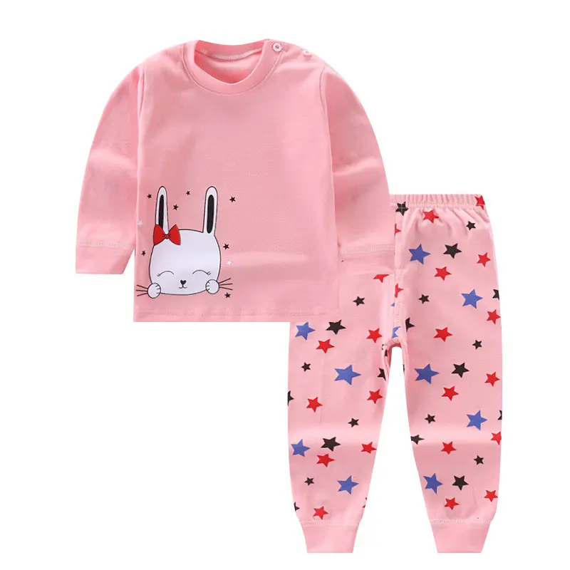 Children's long underwear set soft cotton baby clothing sets girls and boys cotton home pajamas wholesale