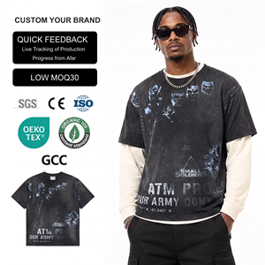 Fabricante de Camisetas Personalizadas de Gran Gramaje para Hombre, Oversize, 100% Algodón, Estilo Urbano, con Logotipo de Marca Privada, OEM, ODM, Lavado Ácido con Diseño Personalizado - Product Image 1