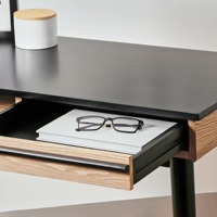Bureau d'intérieur en bois et noir à un tiroir pour chambre à coucher Phoenix Home
