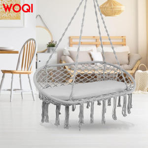 Fauteuil suspendu double WOQI gris style bohème, intérieur/extérieur, pour 2 personnes, capacité de charge 180 kg - Product Image 4