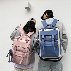 Sac à dos personnalisé avec logo, blocs de couleur, grande capacité, léger, pour étudiants, sac à dos de voyage en toile durable, OEM ODM - Product Image 2