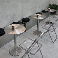 Table d'appoint commerciale en acier inoxydable doré, table à collation pour bar, salon de thé, café, petite table à café créative et moderne