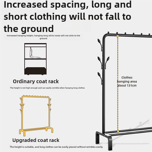 Vente en gros de séchoir à linge en métal à tige unique avec crochets Porte-manteau amélioré Organisateur de tissu pour chambre à coucher ou balcon - Product Image 3