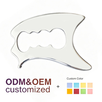 Outil Gua Sha en acier inoxydable 304 en forme de D à prise ondulée, personnalisé, portable, pour drainage lymphatique, lifting du visage/soin de la peau - Vente en gros