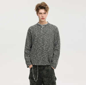 Haut en tricot Henley pour homme en mélange de polyester et de coton ---- Chemise classique unie à boutons, style rétro décontracté pour le trajet quotidien et la vie de tous les jours - Product Image 2