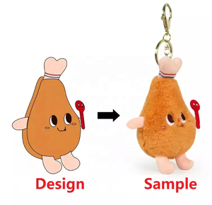 Personalizzabile simpatico ciondolo alimentare giocattolo morbido peluche imbottito Hamburger Chips portachiavi ricamato in cotone PP - Product Image 4