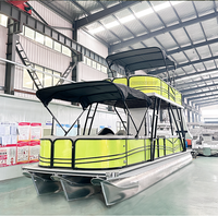 Yacht sportif à ponton double en aluminium pour eau salée, bateau rigide avec revêtement anti-corrosion, léger et stable pour activités nautiques