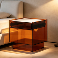 Table de chevet en acrylique avec tiroir, table d'appoint transparente moderne pour chambre à coucher