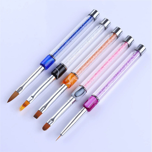 Pinceau à ongles en acrylique à manche rond plat pour dégradé ombré, gel, peinture, décoration, manucure, salon, ensemble d'outils pour nail art - Product Image 1