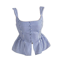 Personnalisé de haute qualité femmes décontracté été gilets personnalisable Sexy mignon rayé haut court