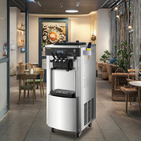 Machine à crème glacée molle 2 + 1 saveur Nouveau double compresseur Fonction de pré-refroidissement Pompe à air Pompe à engrenages Composants principaux Eau de lait