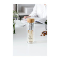 Vaso Termo Minimalista Flora con Infusor, Doble Pared de Vidrio con Filtro de Acero Inoxidable para Viajes e Infusiones de Té/Hierbas