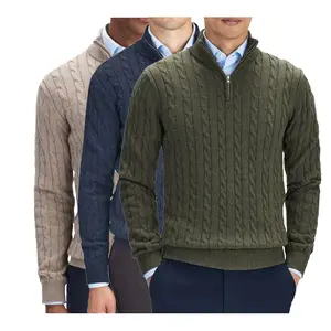 2024 Neuestes Design gestreifte Strickmuster Jungen-Sweater niedriger Preis hochwertiger individueller Reißverschluss-Sweater für Herren