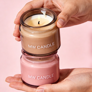 Bougie parfumée MW CANDLE en cire de soja, pot en verre rose, minimaliste, aromathérapie, décoration d'intérieur, 1 mèche, parfum floral - Product Image 2