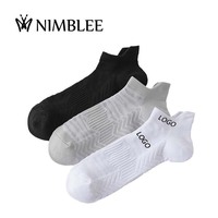 Chaussettes de course d'été personnalisées pour hommes, épaisses, respirantes, absorbant les chocs, rembourrées, imprimées numériquement, tricotées, avec revers de cheville intégré
