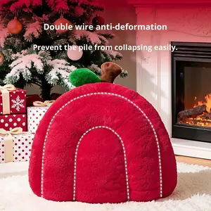 Winter-Warmes Fruchtförmiges Katzennest mit PP-Baumwollvlies Große Größe Innen- und Außenbereich Fahrzeugmontiertes Haustierbett Sicherheitsbett - Product Image 4