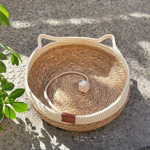 Sanan, nuevo diseño, ratán, diversión, una pieza, nido de gato de punto, Bola de juguete, arena para mascotas, cama nido de gato de ratán - Product Image 3