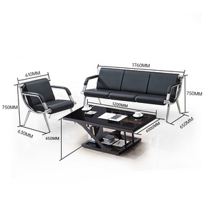 Beauty Salon Barbershop Waiting Area Furniture Gold Metal Frame Leather Double Seats Room Sofa - Product Image 2