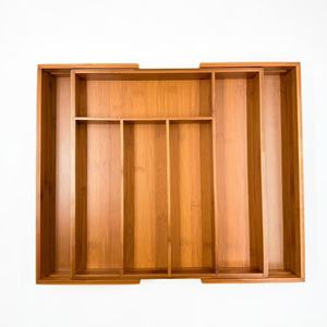 Bamboo Telescopic <b>Storage</b> <b>Box</b> Rectangular Countertop <b>Kitchen</b> Utensil Organizer Drawer Organizers - Product Image 1