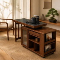 Station à thé personnalisée 1160 mm, nouveau style chinois, table de cérémonie pour deux personnes, théière, tasses, armoire de rangement en bois, table événementielle