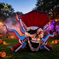 Modèle gonflable de monstre marin pirate pour installation extérieure en centre commercial pour Halloween, crâne de pieuvre gonflable sur le thème nautique pour foire