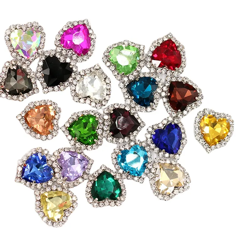 garment decoration accessories heart glass crystal rhinestones stones for dress shoes clothing