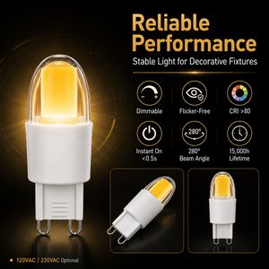 หลอดไฟ LED G9 2.5W Epistar COB ซิลิโคนหรี่แสงได้ 250-280LM AC 120V CE ETL RoHS 15000H รับประกัน 2 ปี เหมาะสำหรับโรงแรม ห้องนั่งเล่น - Product Image 4