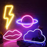 2 3 4 Pack Cloud Light Up Neon Sign Pink Blue Planet Hanging LED Neon Sign Cool Neon Lamp for Wall Decor Bedroom