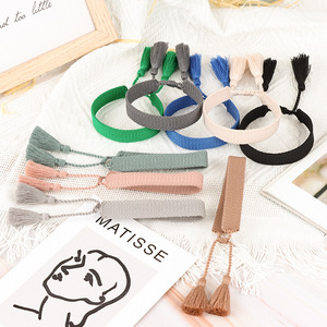 주문을 받아서 만들어진 1.3cm 넓은 빈 다채로운 수 놓은 손 팔찌 자수 팔찌 술 짠 손목 밴드 팔찌 - Product Image 4