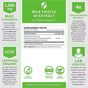 Compléments de santé Biologiques Végétaliens Sans gluten Extrait naturel de chardon-marie Antioxydant Détoxification du foie Capsules de soutien - Product Image 4