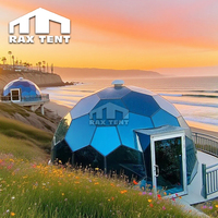 Tente dôme hexagonale en verre de 6m RAXTENT pour salle de glamping de luxe 100% étanche et antirouille