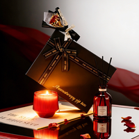 Coffret Cadeau Luxe Artisanal Moderne de Bougies Parfumées Longue Durée en Cire de Soja et Diffuseur à Bâtonnets pour la Saint-Valentin et les Mariages