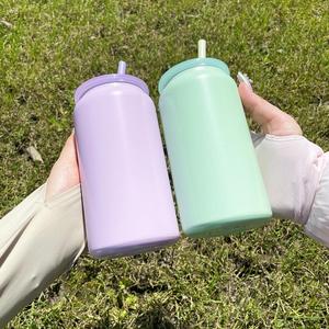 Us Warehouse 16Oz Sublimation <b>Macaron</b> Candy Color Matte Metal Tumbler Mug Stainless Steel Vacuum Insulated Can Cup for Vinyl - Product Image 3