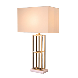Rectangular Column <strong>Table</strong> <strong>Lamp</strong> White Marble Crystal <strong>Table</strong> Light Copper <strong>Base</strong> Hotel Living Room Bedside <strong>Lamps</strong> - Product Image 1