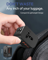 Adaptateur de voyage universel avec 2 ports USB-C PD20W et 2 ports USB-A QC18W, adaptateur de prise secteur international à charge rapide
