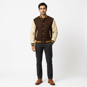 Veste de baseball sur mesure de haute qualité, broderie chenille, col montant, style Letterman, pour hommes. - Product Image 1