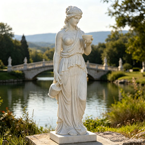Statue d'art personnalisable en marbre poli, représentant une dame grecque, pour la décoration paysagère de manoirs et parcs - Product Image 1