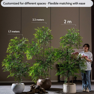Arbre artificiel Nandina de 7 pieds, plante en bambou luxuriante, 800 feuilles, réaliste, pour décoration intérieure et extérieure, entrée, maison, bureau, vente en gros - Product Image 4