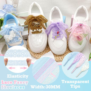 WEGOODZF, <span class=keywords><strong>cordones</strong></span> deportivos de estilo Ballet planos de 3 CM de ancho elásticos personalizados, <span class=keywords><strong>cordones</strong></span> de zapatos coloridos de alta calidad para <span class=keywords><strong>zapatillas</strong></span> informales para <span class=keywords><strong>mujer</strong></span> - Product Image 3