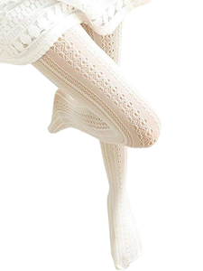 JINGWEN OEM Calze a Rete da Donna CE Primavera Estate JK Lolita, <span class=keywords><strong>Collant</strong></span> in Pizzo Floreale Ricamato Trasparente e Traforato - Product Image 4