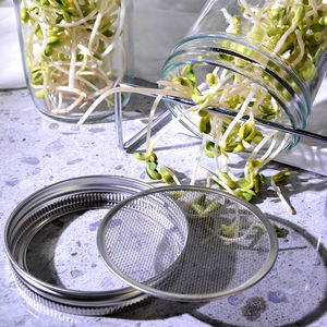 Nuevo Estilo de Tarro de Cristal Ecológico y Transpirable para Germinación con Soporte Metálico y Tapa de Malla para Cocina, DIY de Alimentos y Germinación de Semillas - Product Image 5