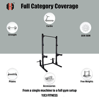 Support de barre d'haltères ouvert et durable avec supports de repose réglables, manchons de rangement et stabilisateur transversal, unisexe, pour salle de sport commerciale, rack de squat