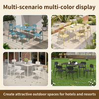 Ensemble de mobilier de salle à manger extérieur commercial en aluminium, résistant à l'eau et aux UV, pour patio, jardin, hôtel, bistrot (table et chaises)