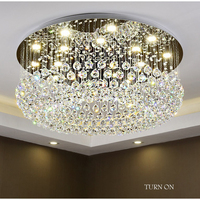 Lustre moderne en cristal avec télécommande, lampe suspendue personnalisable pour villa, hall, banquet, hôtel, éclairage de hall