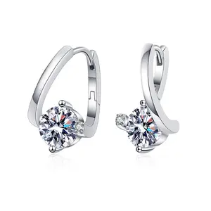 S925 Silver Mosonite Earrings Light Luxury Fashion Precision Quality 1 Carat D Color Mosonite Earrings Wedding