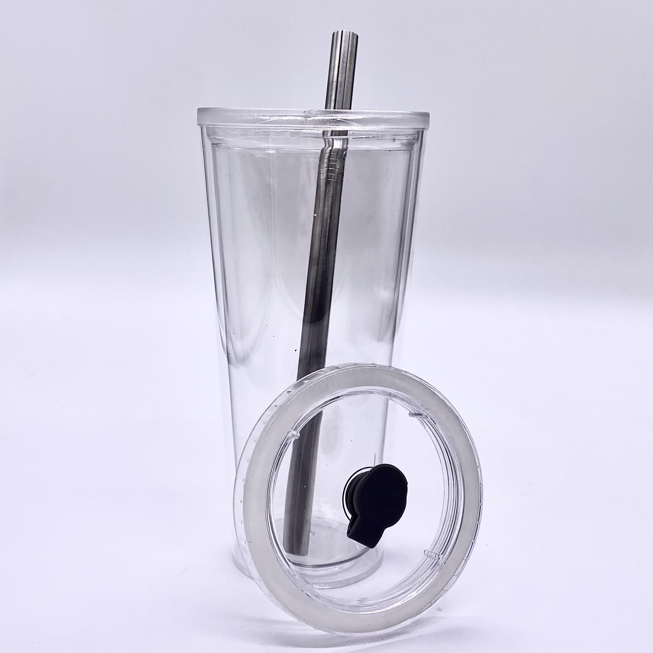 Новый дизайн 24 унций чистые акриловые с двойными стенками без добавления бисфенола А чайная чашка молока с силиконовая заглушка пластиковая Боба чай стакан с трубочкой и крышкой