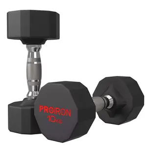 PROIRON Pure Steel core with Rubber coated Dumbbell 10KG in pair, Gym & Home strength training