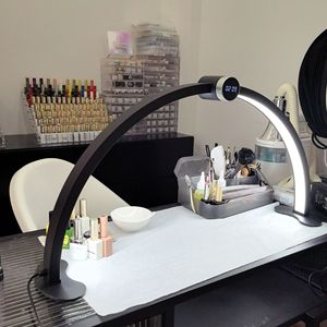 Lámpara de <span class=keywords><strong>Media</strong></span> <span class=keywords><strong>Luna</strong></span> de Nuevo Diseño para Mesa de Manicura, 180 Grados, con Pantalla Táctil, Luz LED de <span class=keywords><strong>Media</strong></span> <span class=keywords><strong>Luna</strong></span> - Product Image 2