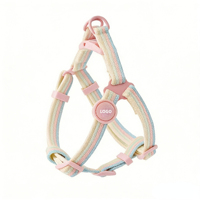 Harnais et laisse pour chien en blocs de couleurs irisées, harnais doux et confortable pour animaux de compagnie, réglable pour les promenades en extérieur