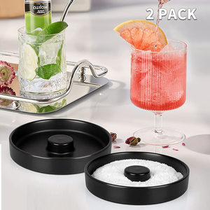 Lot de 2 accessoires de bar écologiques en céramique noire pour cocktails avec motif végétal sur verre à sucre Rimmer - Product Image 2